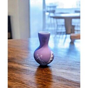 Vintage Signed Sioux Native American Pottery Vase Purple/ Blush Pink Clay 4.5"
